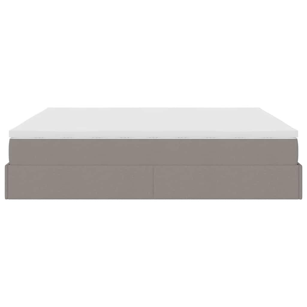 Struttura Letto Pouf con Materassi Tortora 200x200 cm Tessuto | homemem39
