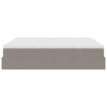 Struttura Letto Pouf con Materassi Tortora 200x200 cm Tessuto | homemem39