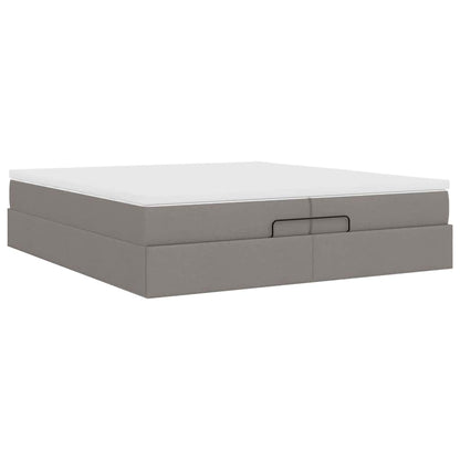 Struttura Letto Pouf con Materassi Tortora 200x200 cm Tessuto | homemem39