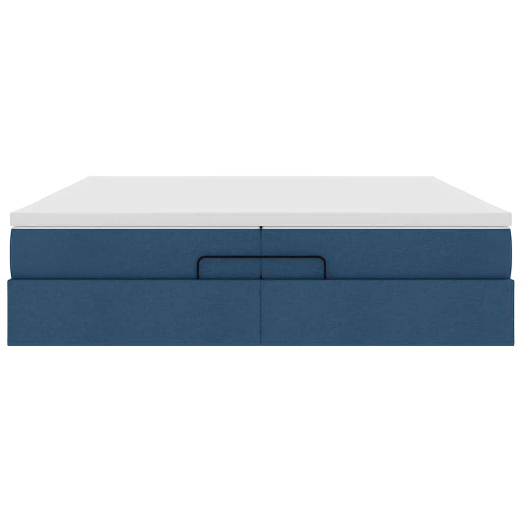 Struttura Letto Pouf con Materassi Blu 200x200 cm in Tessuto | homemem39