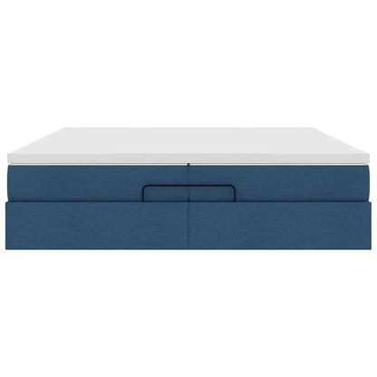 Struttura Letto Pouf con Materassi Blu 200x200 cm in Tessuto | homemem39