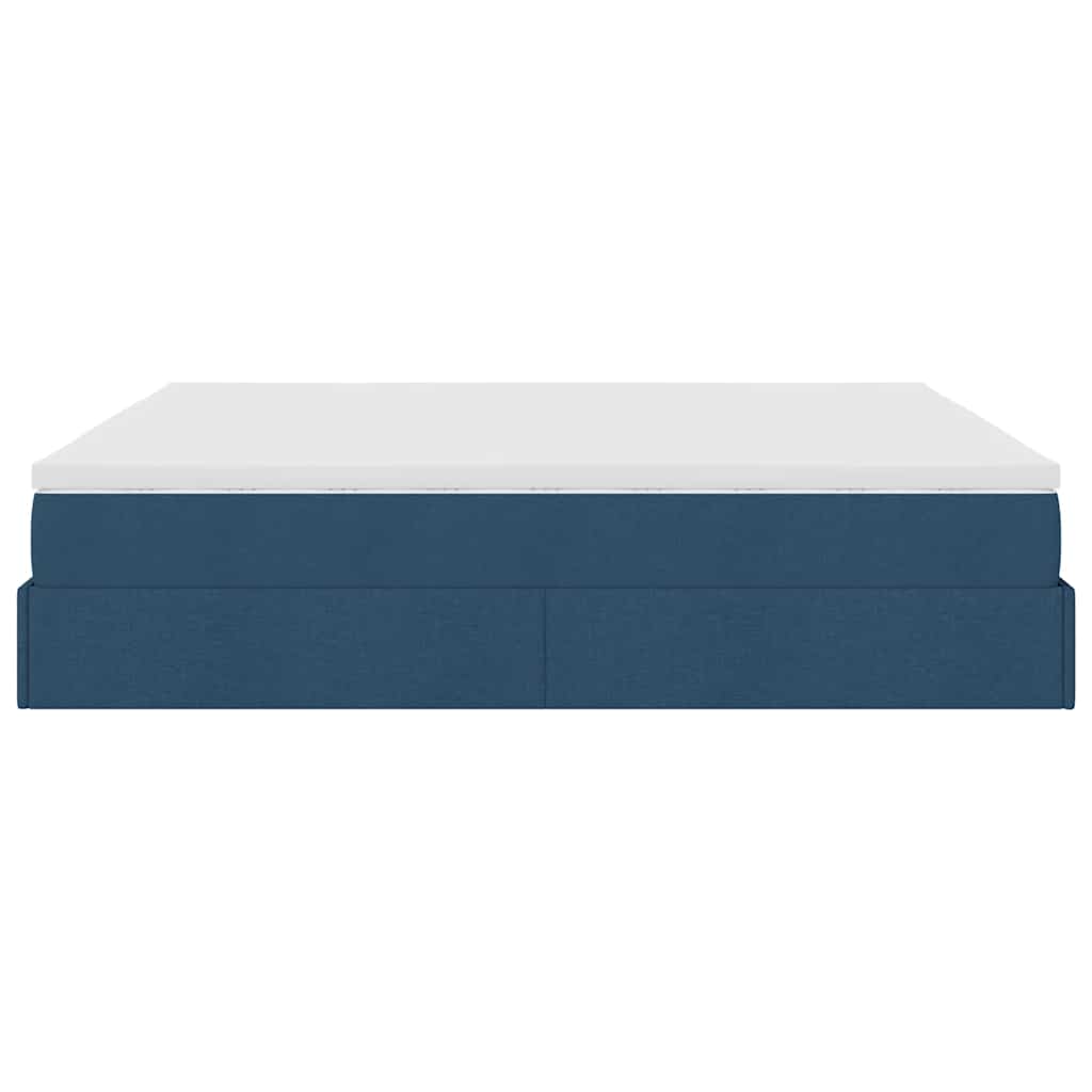 Struttura Letto Pouf con Materassi Blu 200x200 cm in Tessuto | homemem39