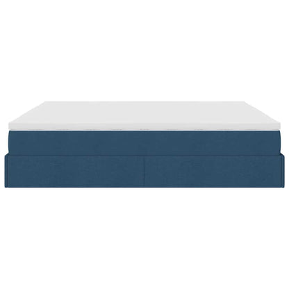 Struttura Letto Pouf con Materassi Blu 200x200 cm in Tessuto | homemem39