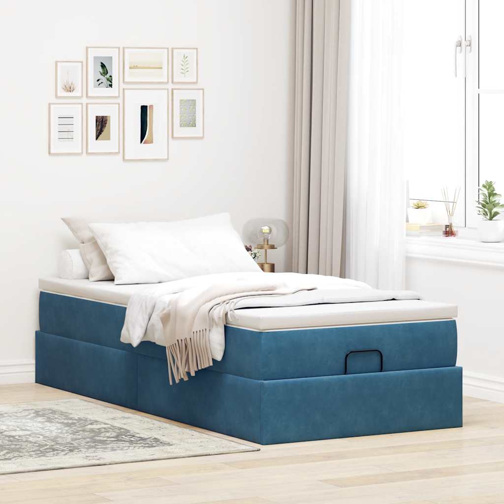 Struttura Letto Pouf con Materasso 80x200 cm Velluto