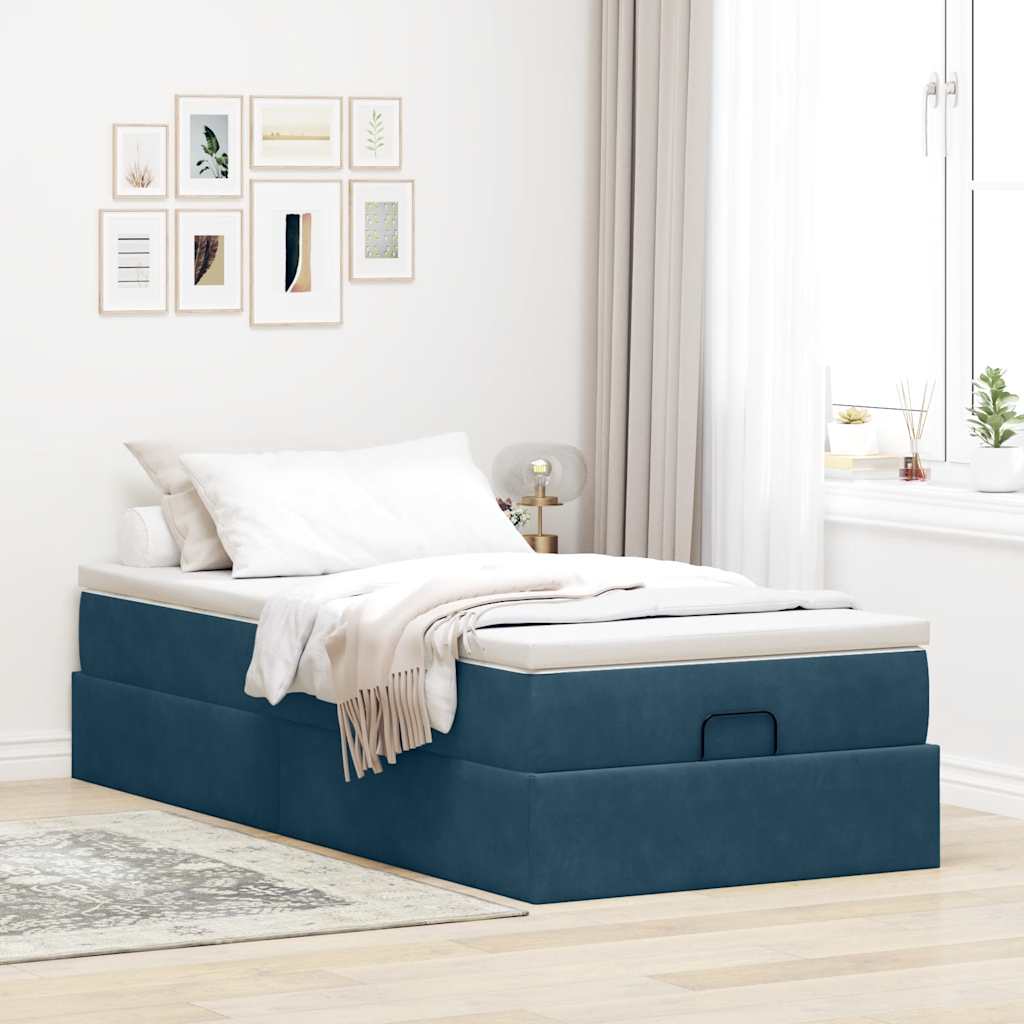 Struttura Letto Pouf con Materasso 90x190 cm in Velluto