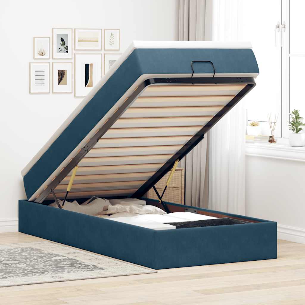 Struttura Letto Pouf con Materasso 90x190 cm in Velluto