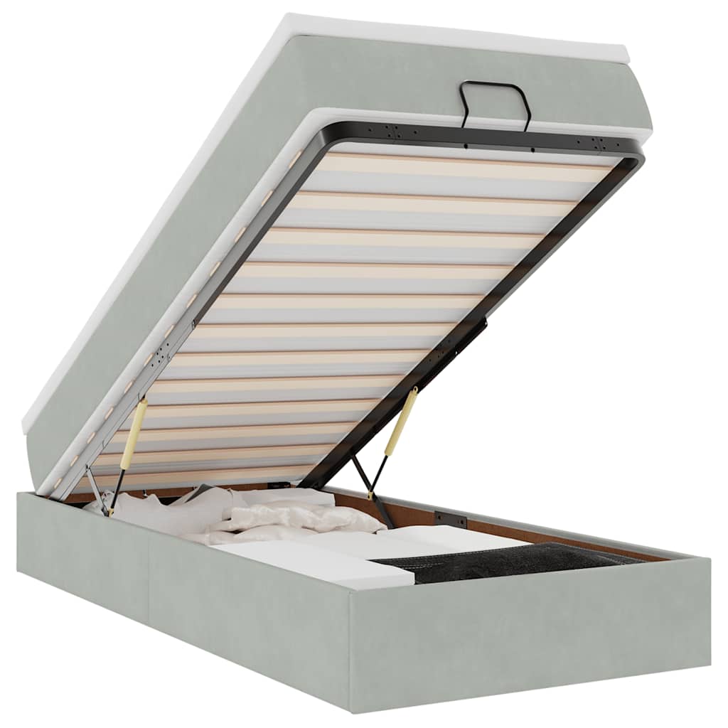 Struttura Letto Pouf con Materasso 90x200 cm in Velluto - homemem39