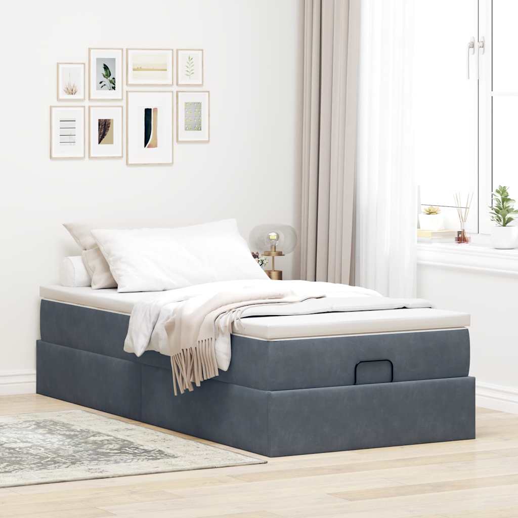 Struttura Letto Pouf con Materasso 90x200 cm in Velluto - homemem39
