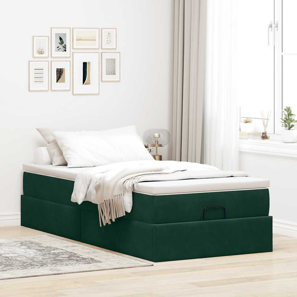 Struttura Letto Pouf con Materasso 90x200 cm in Velluto