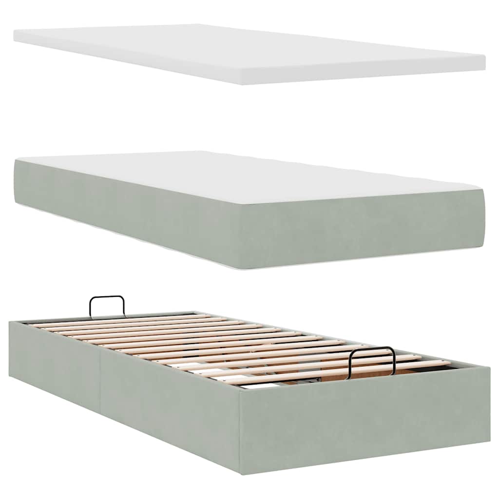 Struttura Letto Pouf con Materasso 100x200 cm Velluto