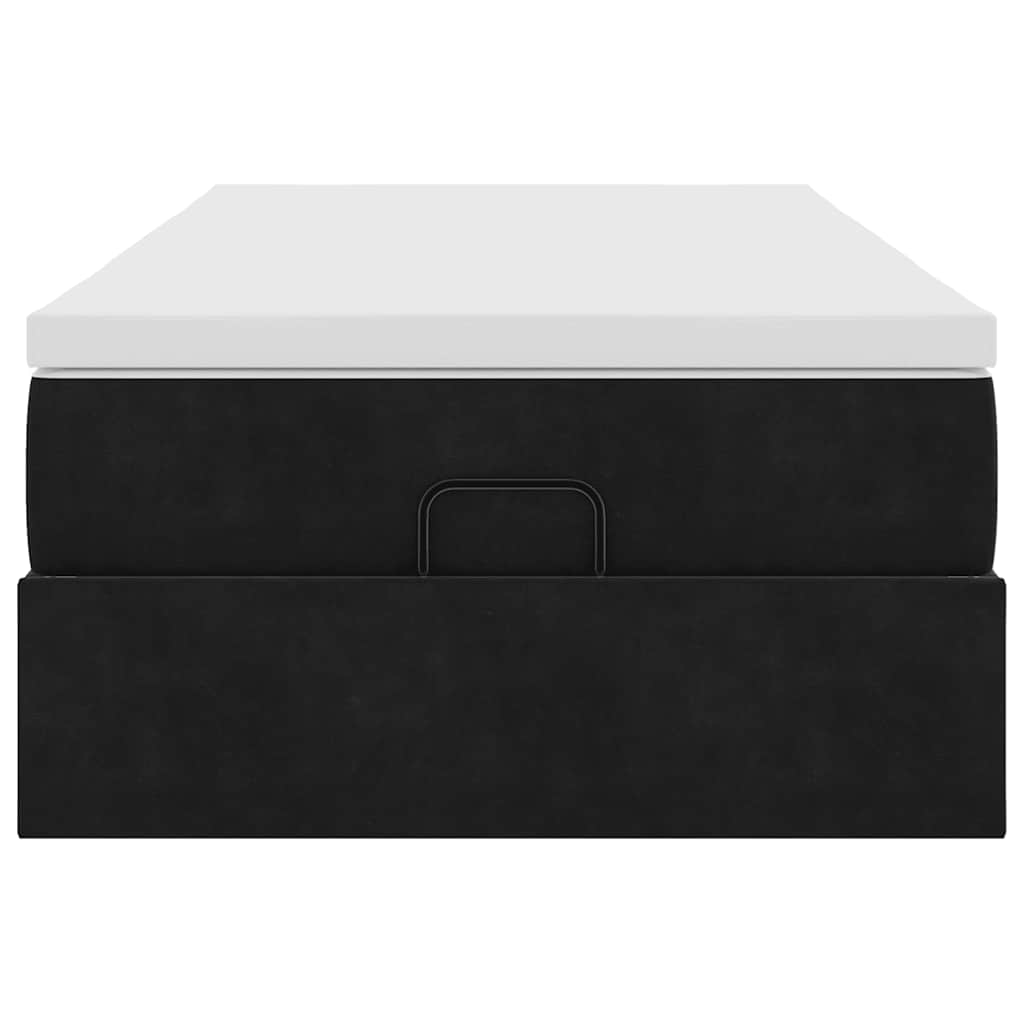 Struttura Letto Pouf con Materasso Nero 100x200 cm Velluto - homemem39