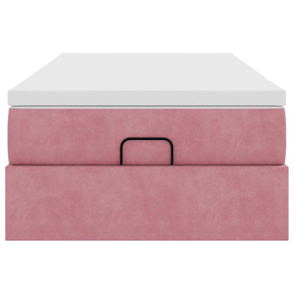 Struttura Letto Pouf con Materasso Rosa 100x200 cm Velluto | homemem39