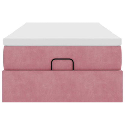 Struttura Letto Pouf con Materasso Rosa 100x200 cm Velluto | homemem39