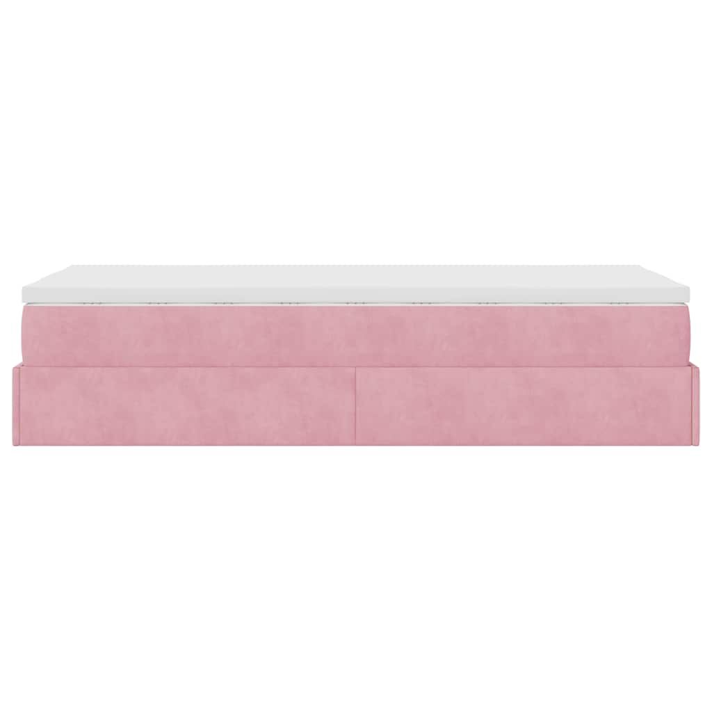 Struttura Letto Pouf con Materasso Rosa 100x200 cm Velluto | homemem39