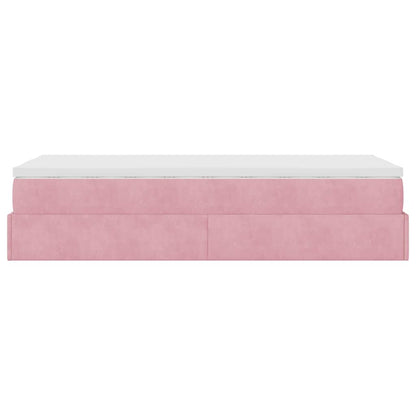 Struttura Letto Pouf con Materasso Rosa 100x200 cm Velluto | homemem39
