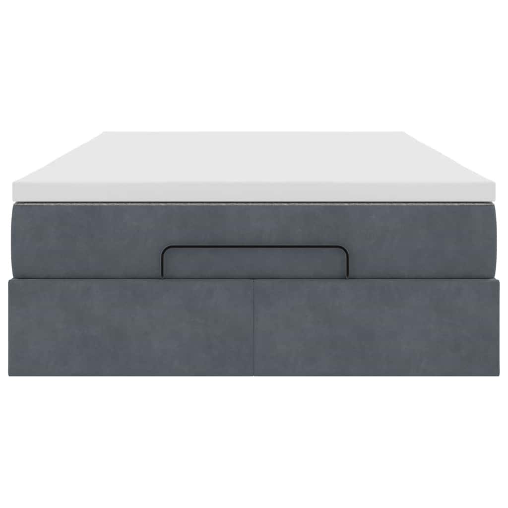 Pouf Letto con Materasso Grigio Scuro 120x190 cm Velluto