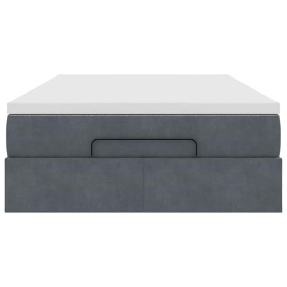 Pouf Letto con Materasso Grigio Scuro 120x190 cm Velluto