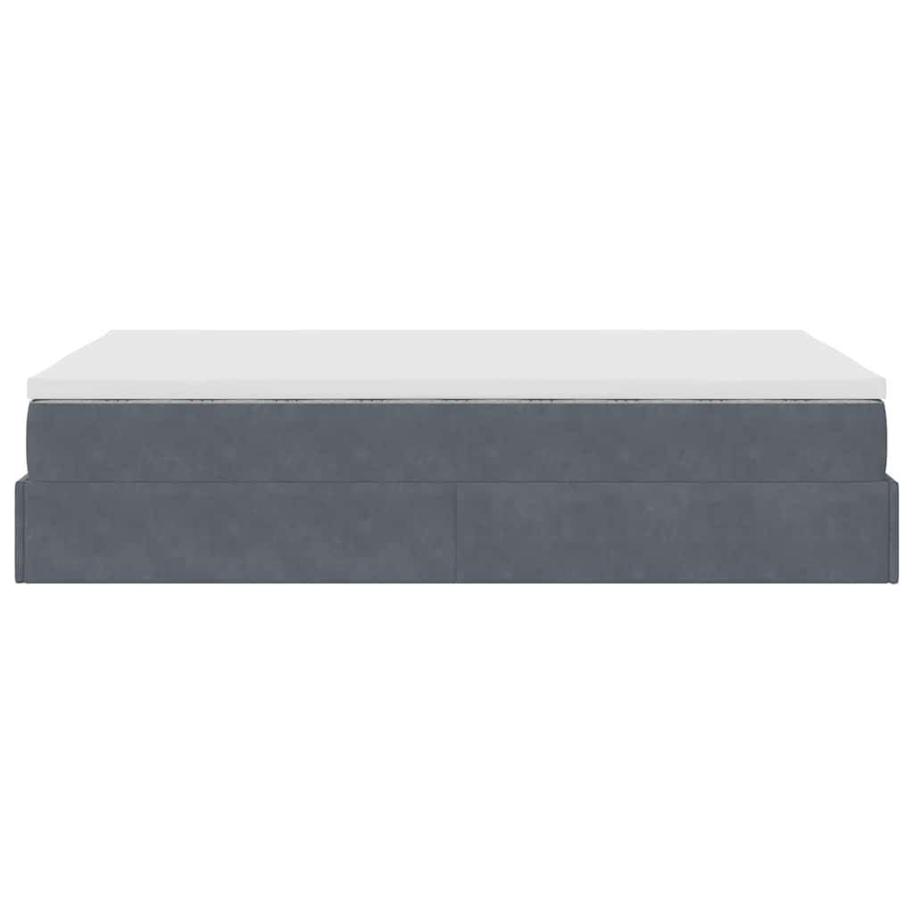 Pouf Letto con Materasso Grigio Scuro 120x190 cm Velluto