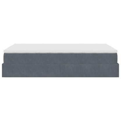 Pouf Letto con Materasso Grigio Scuro 120x190 cm Velluto