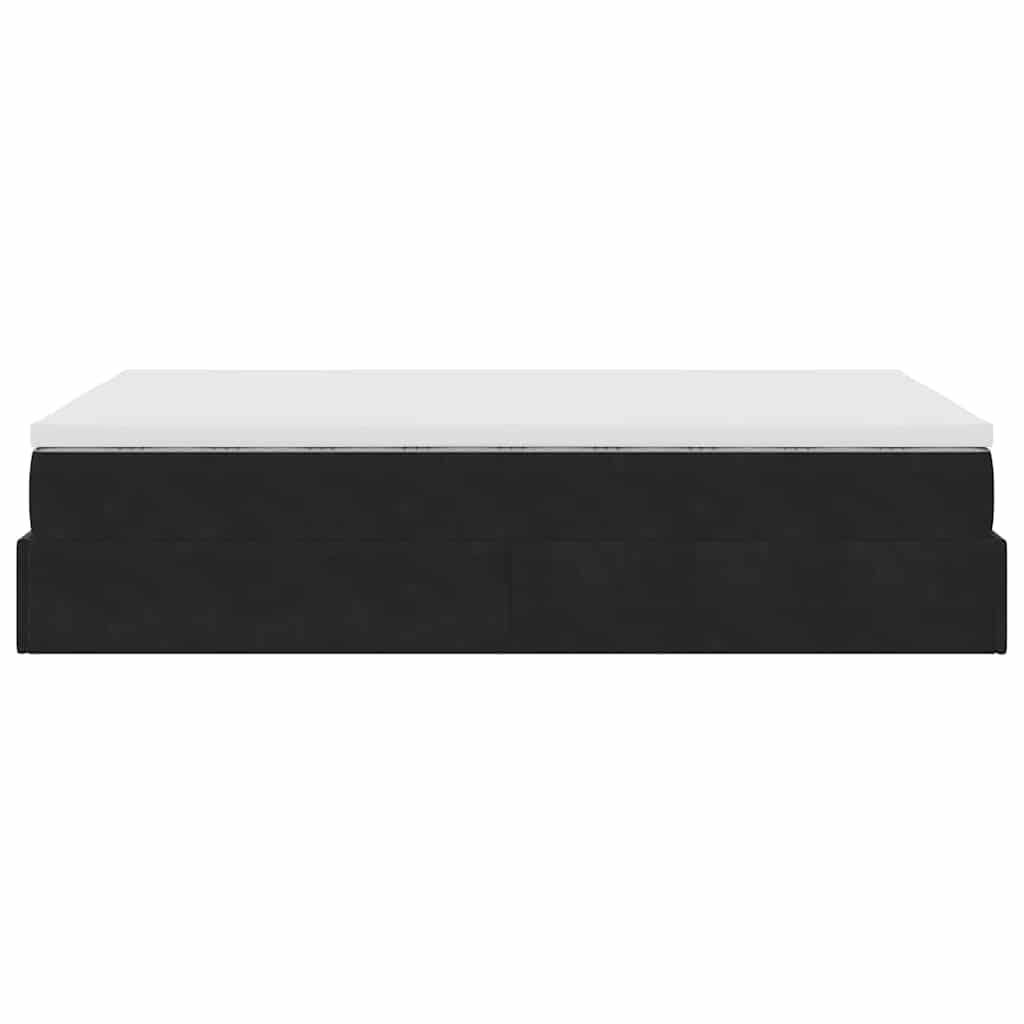Pouf Letto con Materasso Nero 120x190 cm Velluto