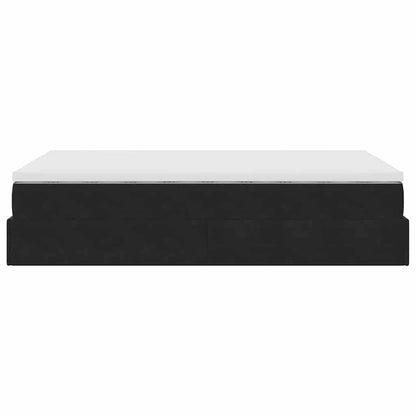 Pouf Letto con Materasso Nero 120x190 cm Velluto