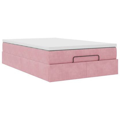 Struttura Letto Pouf con Materasso Rosa 120x190 cm Velluto