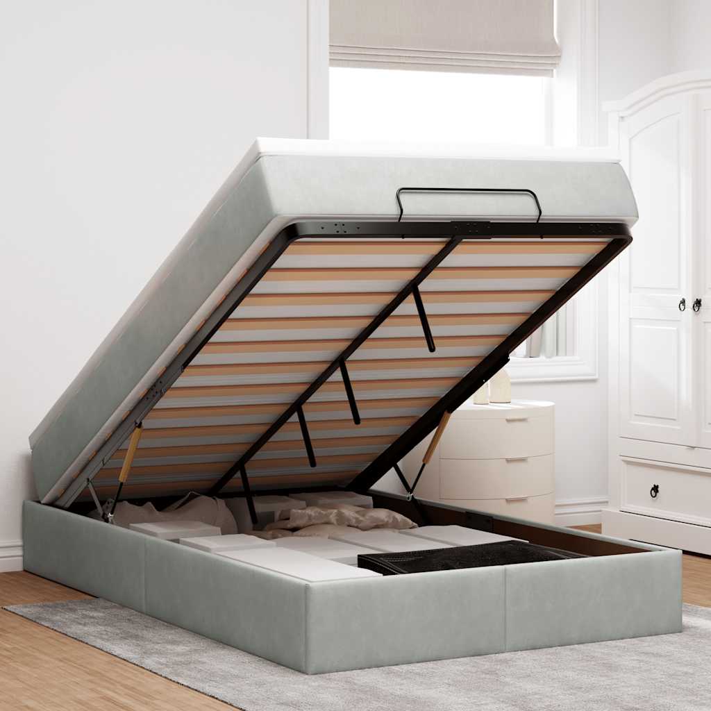 Struttura Letto Pouf con Materasso 120x200 cm Velluto - homemem39