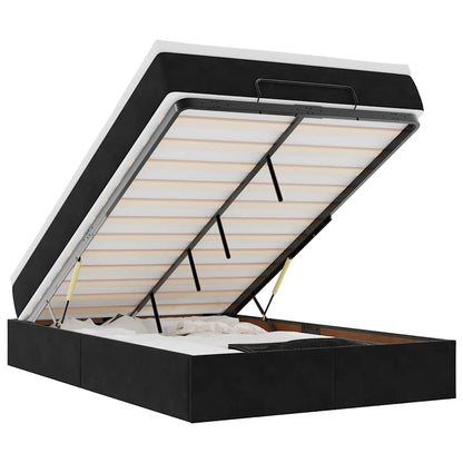 Struttura Letto Pouf con Materasso Nero 120x200 cm Velluto - homemem39