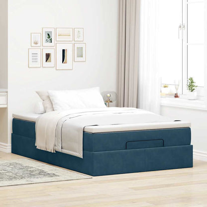 Struttura Letto Pouf con Materasso Blu Scuro 120x200 cm Velluto | homemem39