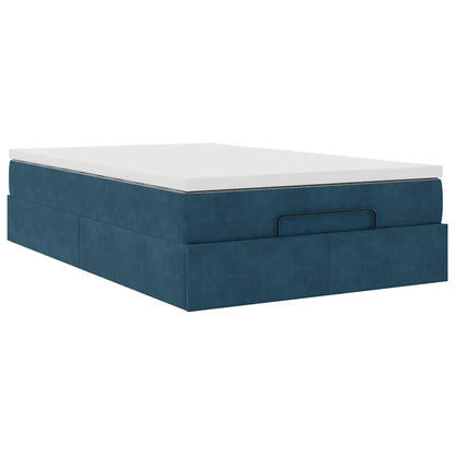 Struttura Letto Pouf con Materasso Blu Scuro 120x200 cm Velluto | homemem39