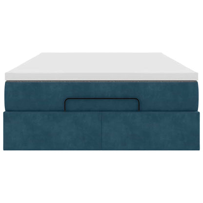 Struttura Letto Pouf con Materasso Blu Scuro 120x200 cm Velluto | homemem39