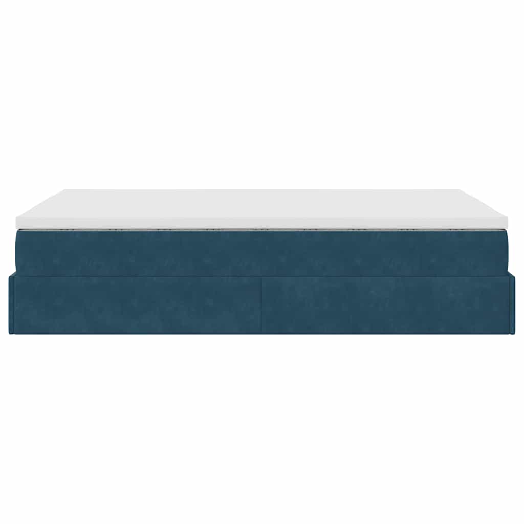Struttura Letto Pouf con Materasso Blu Scuro 120x200 cm Velluto | homemem39