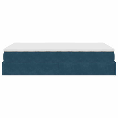 Struttura Letto Pouf con Materasso Blu Scuro 120x200 cm Velluto | homemem39