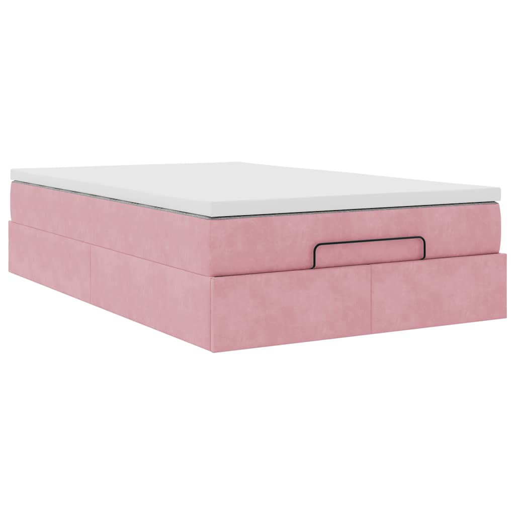 Struttura Letto Pouf con Materasso Rosa 120x200 cm Velluto | homemem39