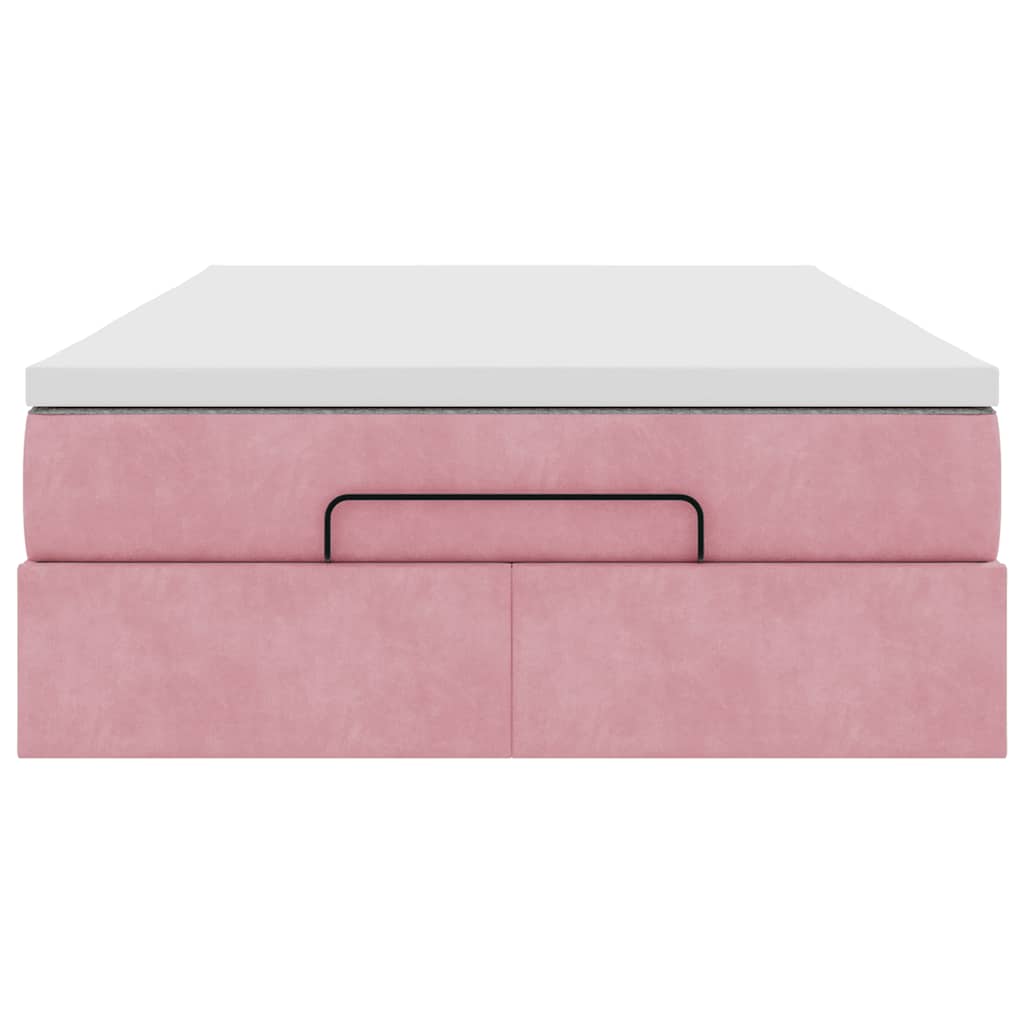 Struttura Letto Pouf con Materasso Rosa 120x200 cm Velluto | homemem39