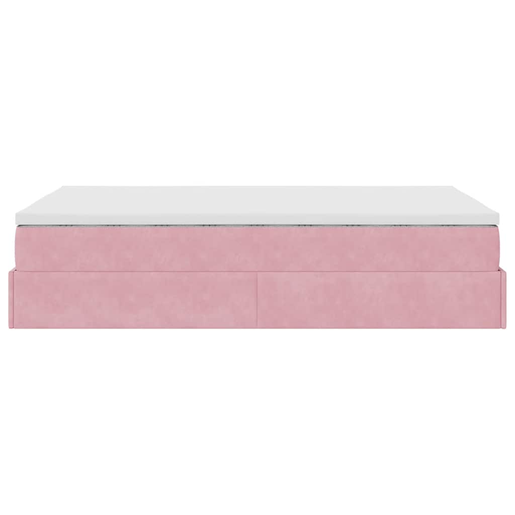 Struttura Letto Pouf con Materasso Rosa 120x200 cm Velluto | homemem39
