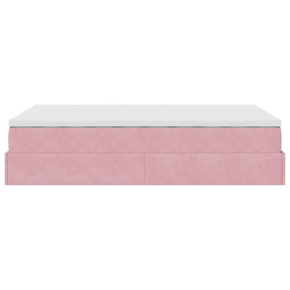 Struttura Letto Pouf con Materasso Rosa 120x200 cm Velluto | homemem39
