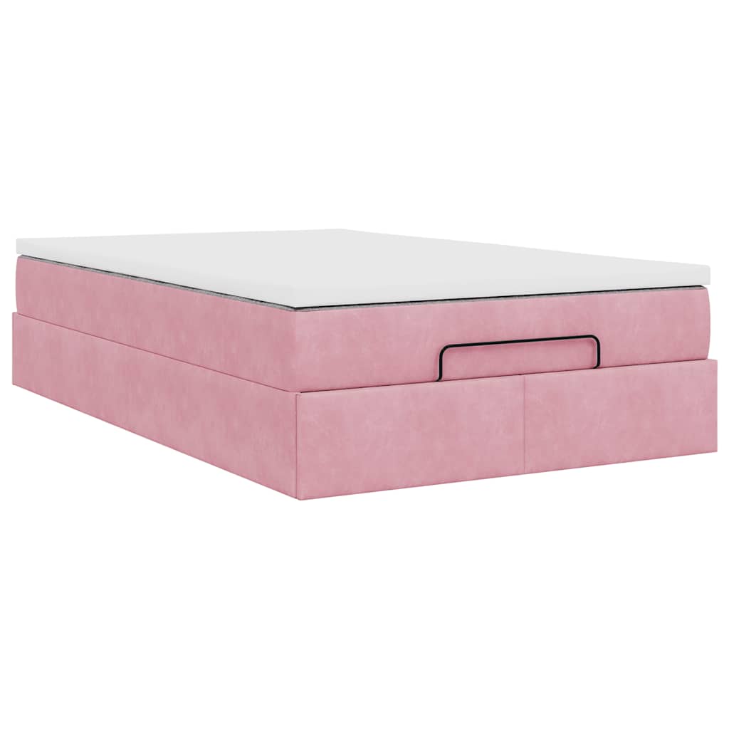 Struttura Letto Pouf con Materasso Rosa 120x200 cm Velluto | homemem39