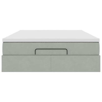 Struttura Letto Pouf con Materasso 140x190 cm Velluto
