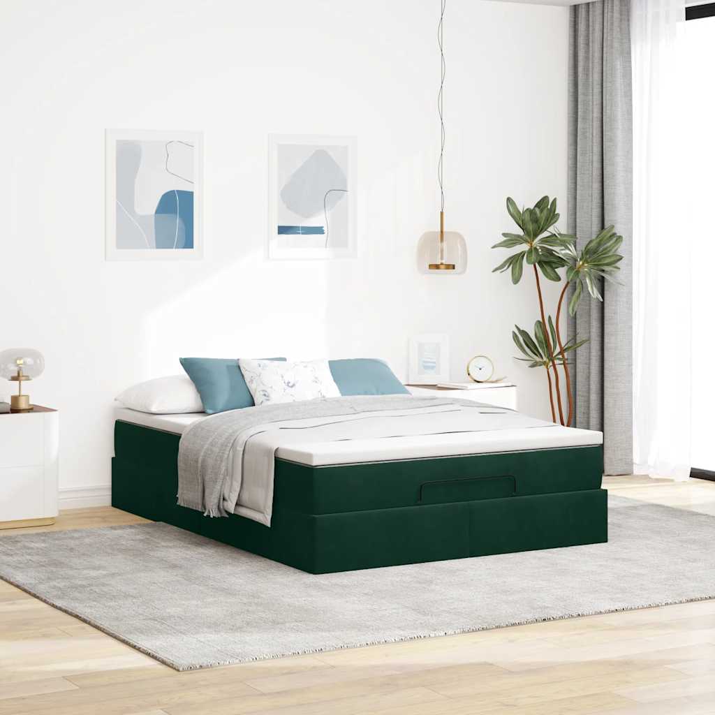 Struttura Letto Pouf con Materasso 140x190 cm in Velluto | homemem39