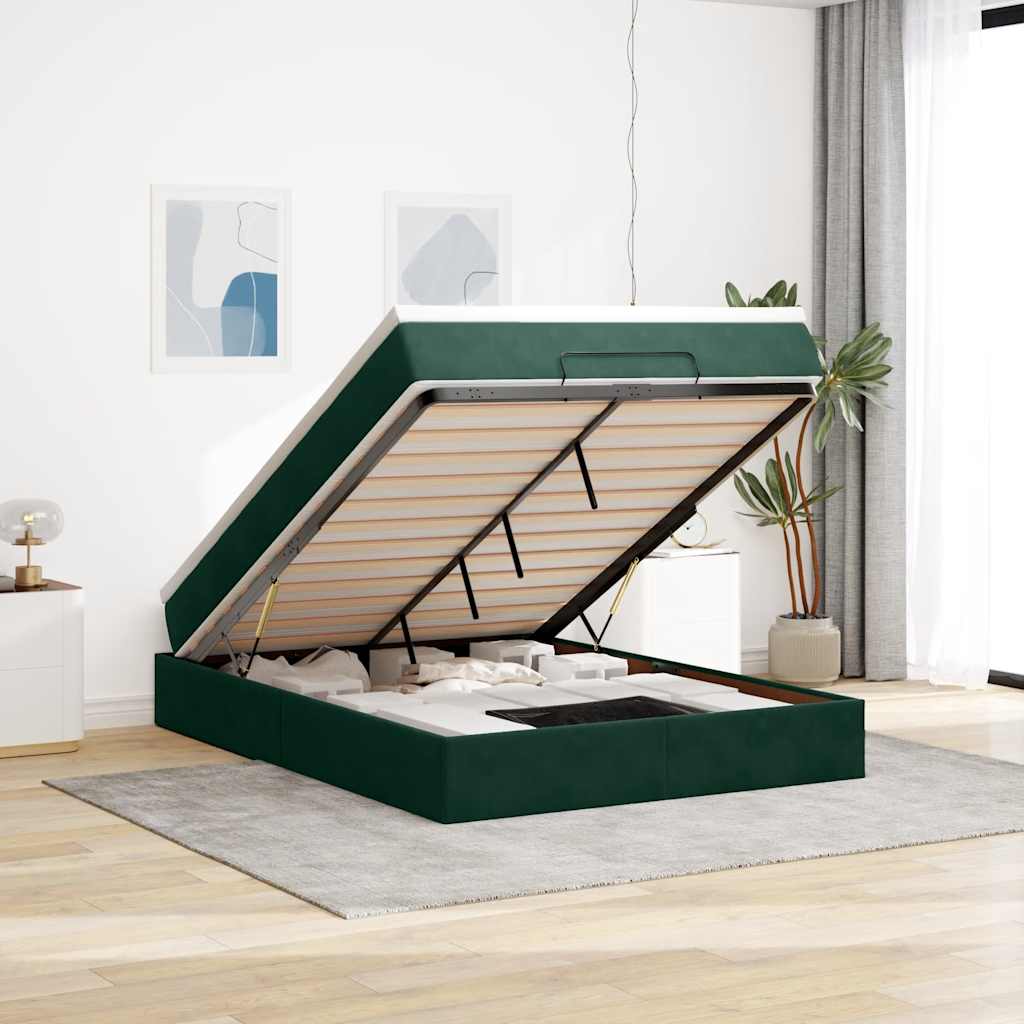 Struttura Letto Pouf con Materasso 140x190 cm in Velluto | homemem39