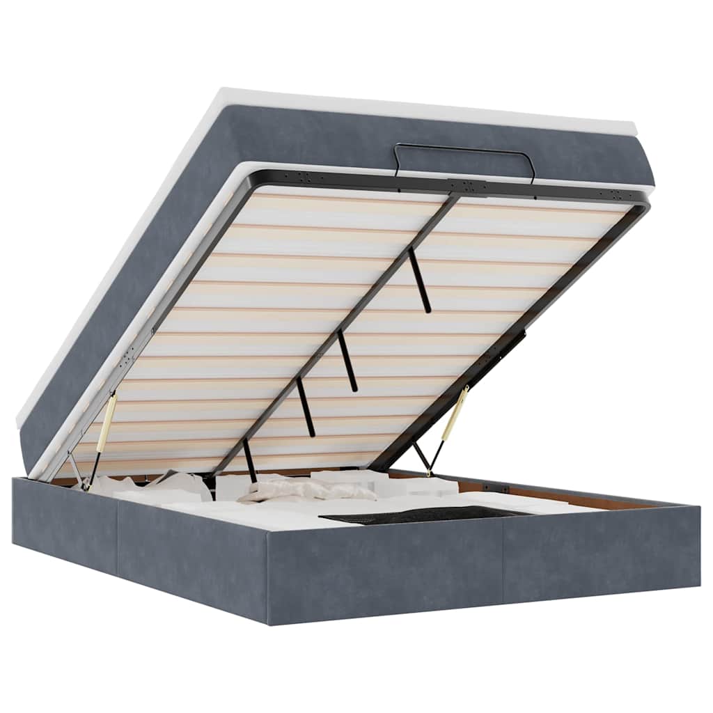 Struttura Letto Pouf con Materasso 140x200 cm in Velluto - homemem39