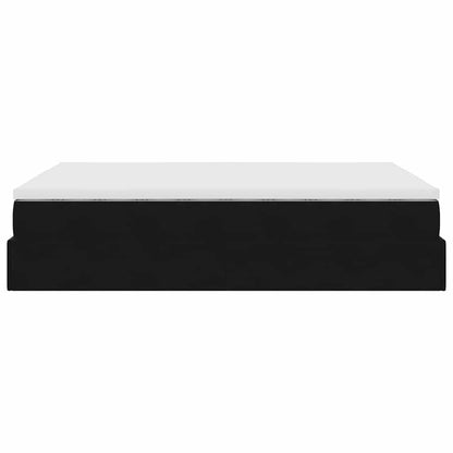 Struttura Letto Pouf con Materasso Nero 140x200 cm in Velluto