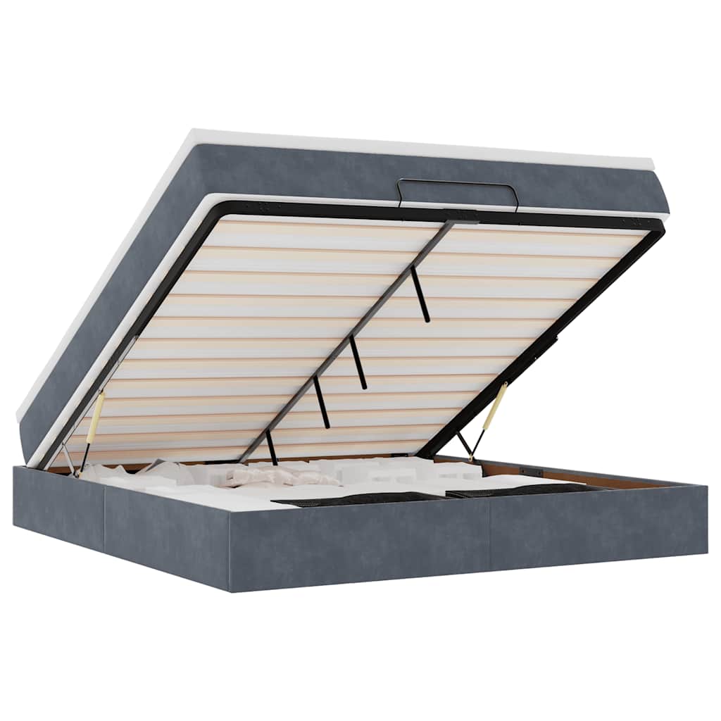 Struttura Letto Pouf con Materasso 160x200 cm in Velluto - homemem39