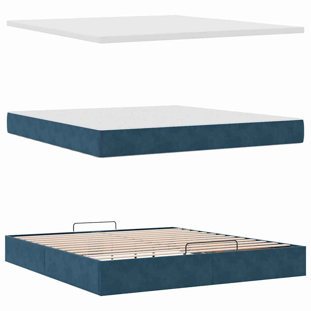 Struttura Letto Pouf con Materasso 160x200 cm in Velluto