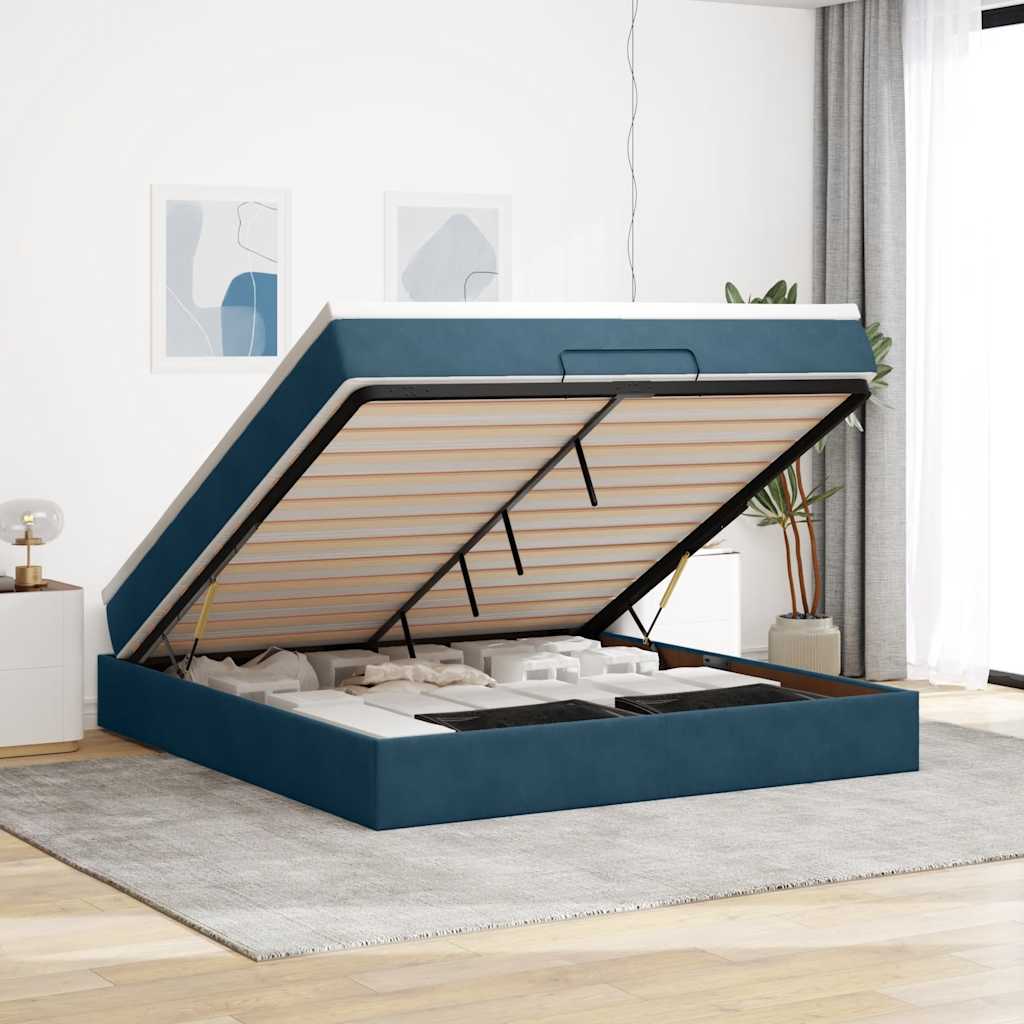 Struttura Letto Pouf con Materasso 160x200 cm in Velluto