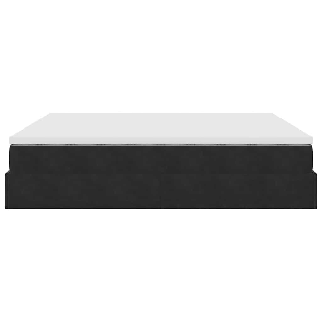 Struttura Letto Pouf con Materasso Nero 180x200 cm in Velluto