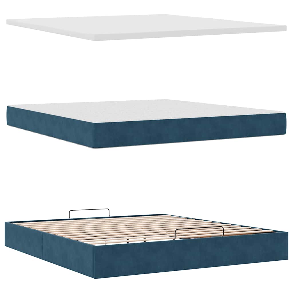 Struttura Letto Pouf con Materasso 180x200 cm in Velluto
