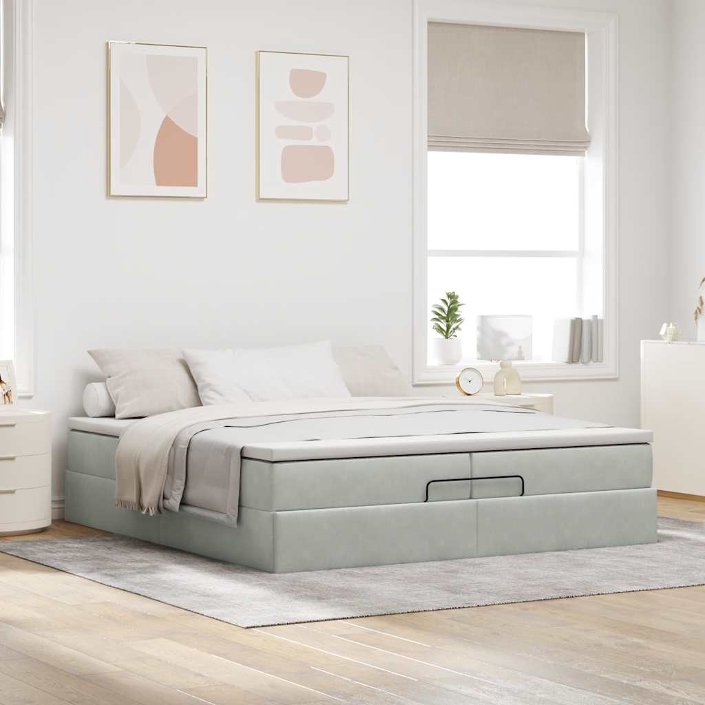 Struttura Letto Pouf con Materassi 200x200 cm Velluto | homemem39
