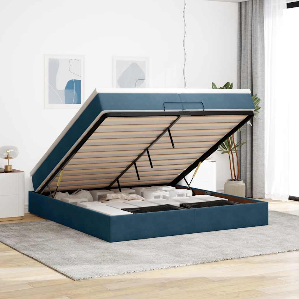 Struttura Letto Pouf con Materassi 200x200 cm Velluto | homemem39